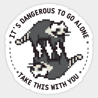 It's dangerous to go alone, take this with you | weird racoon wheel Sticker